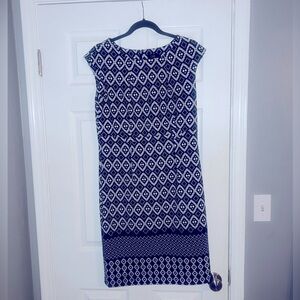 ILe New York knee length dress. Size 10, navy and white